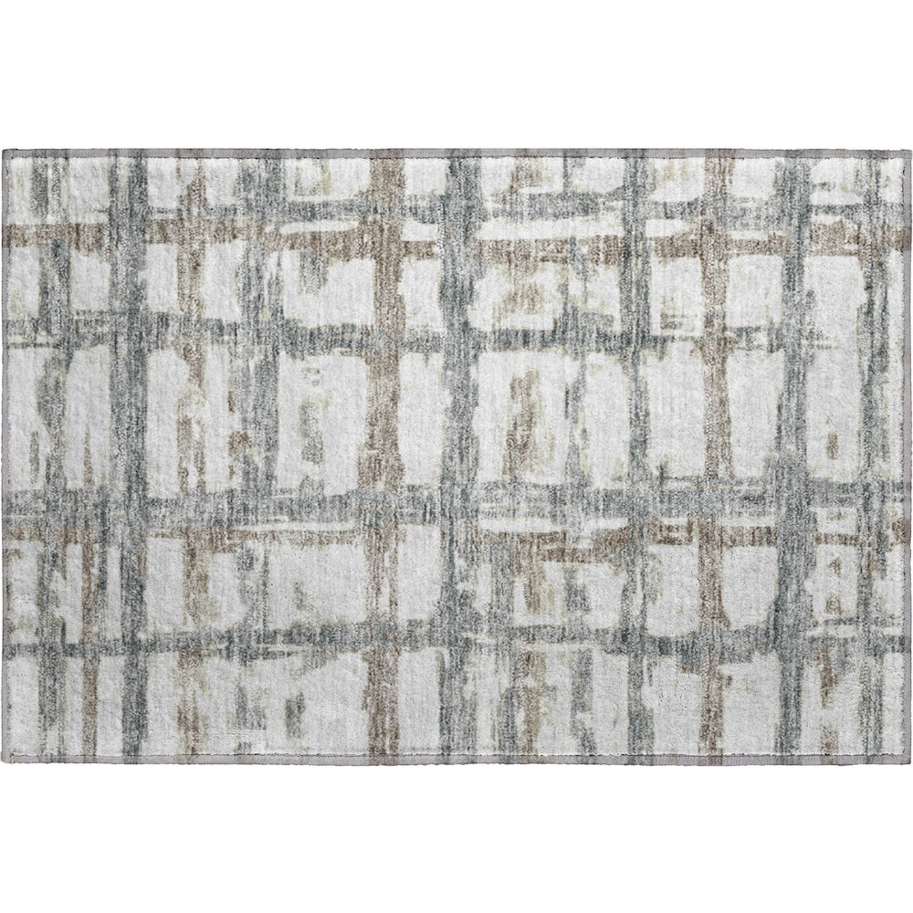 Premium Machine Washable Mayfield AMF745 Silver 1'8" x 2'6" Rug. Picture 1