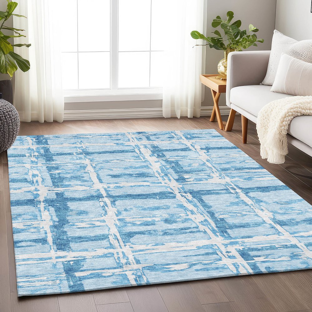 Premium Machine Washable Mayfield AMF745 Sky 2'6" x 3'10" Rug. Picture 5