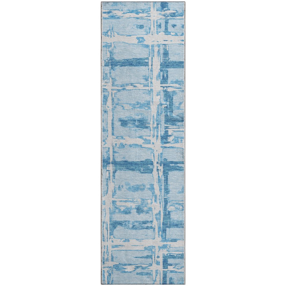 Premium Machine Washable Mayfield AMF745 Sky 2'3" x 7'6" Runner Rug. Picture 1
