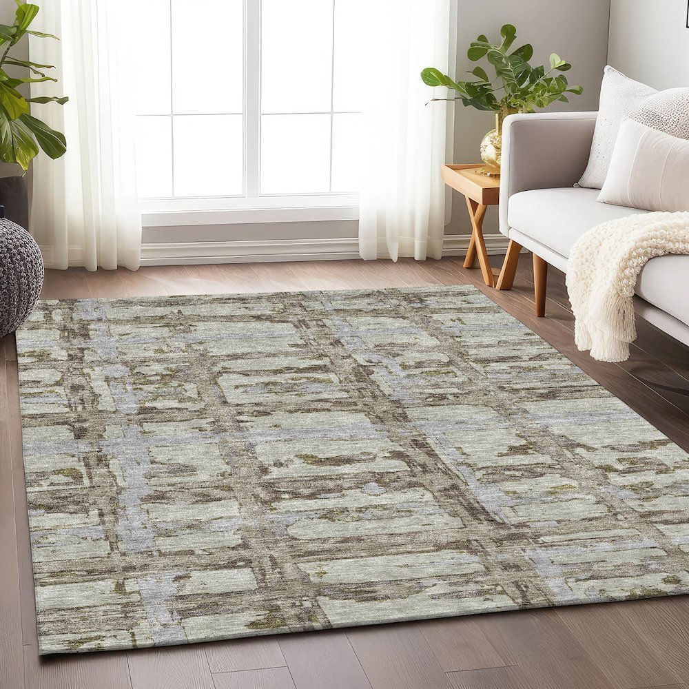 Premium Machine Washable Mayfield AMF745 Taupe 2'6" x 3'10" Rug. Picture 5