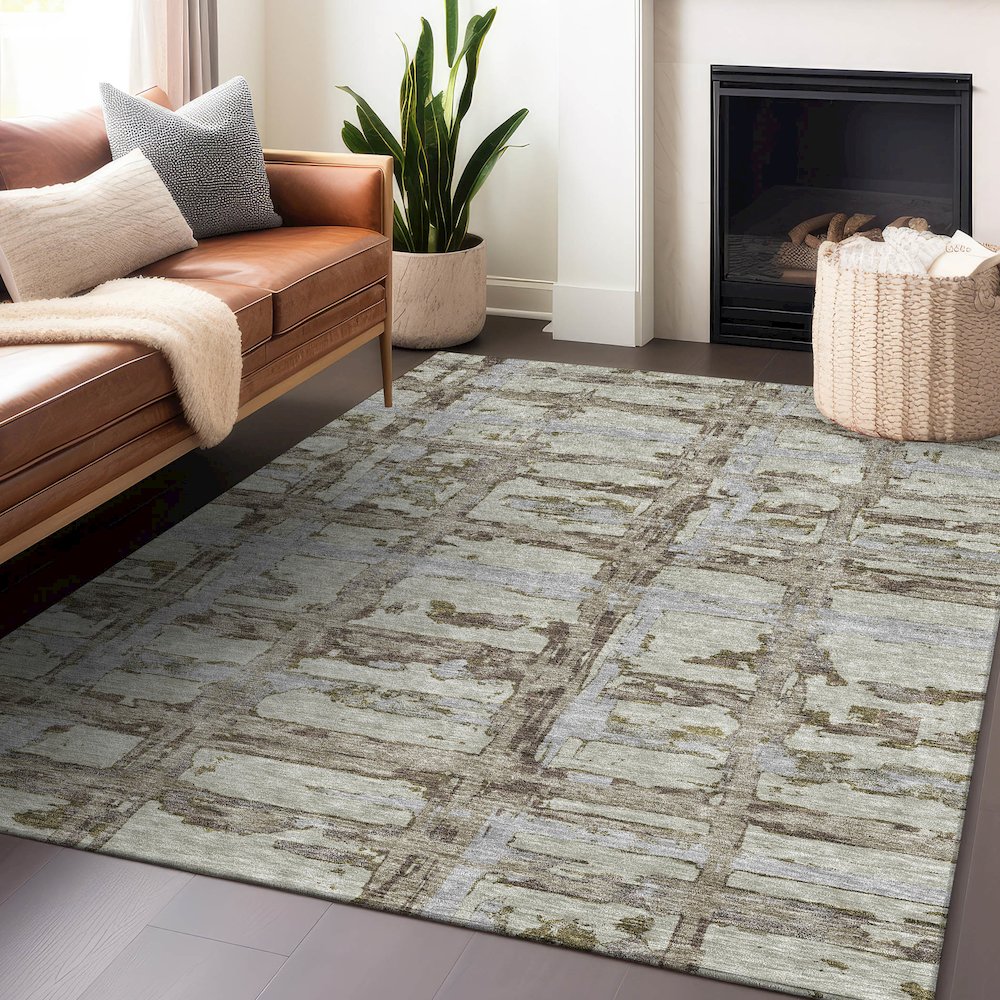 Premium Machine Washable Mayfield AMF745 Taupe 2'6" x 3'10" Rug. Picture 6