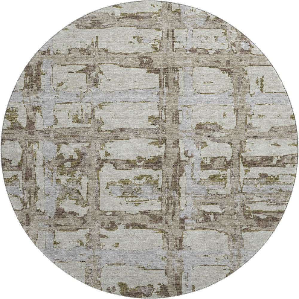 Premium Machine Washable Mayfield AMF745 Taupe 8' x 8' Round Rug. Picture 1