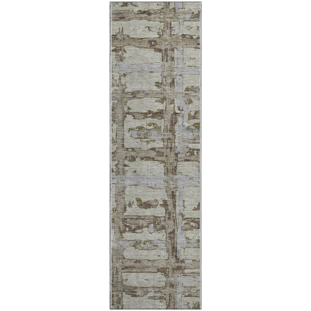 Premium Machine Washable Mayfield AMF745 Taupe 2'3" x 7'6" Runner Rug. Picture 1