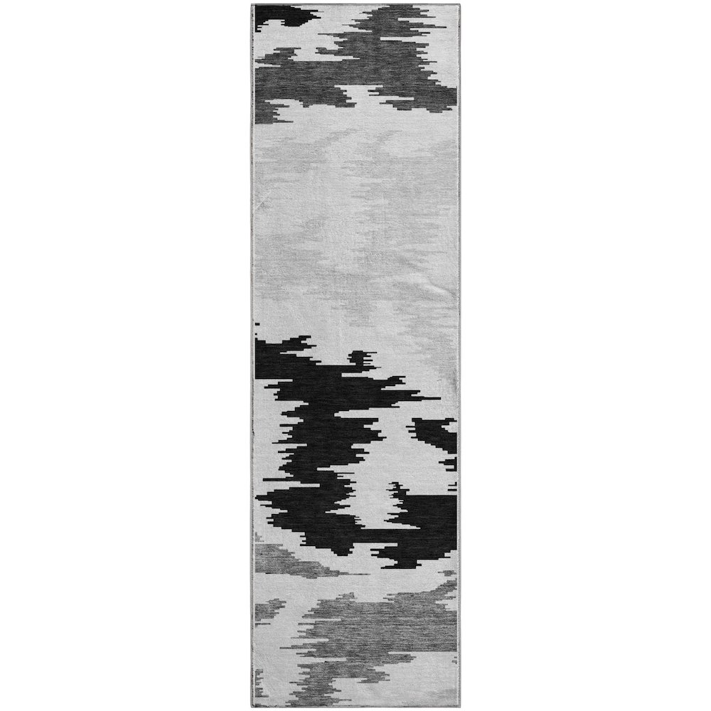 Premium Machine Washable Mayfield AMF746 Black 2'3" x 7'6" Runner Rug. Picture 1