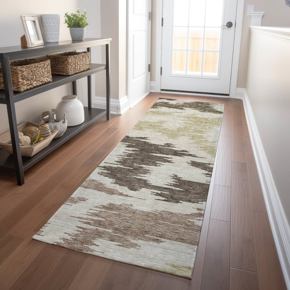 Premium Machine Washable Mayfield AMF746 Chocolate 2'3" x 7'6" Runner Rug. Picture 5