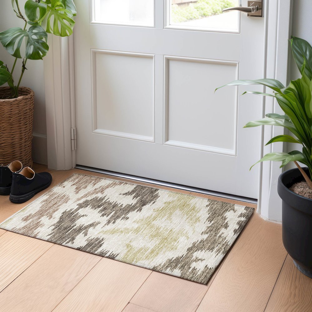Premium Machine Washable Mayfield AMF746 Chocolate 1'8" x 2'6" Rug. Picture 5