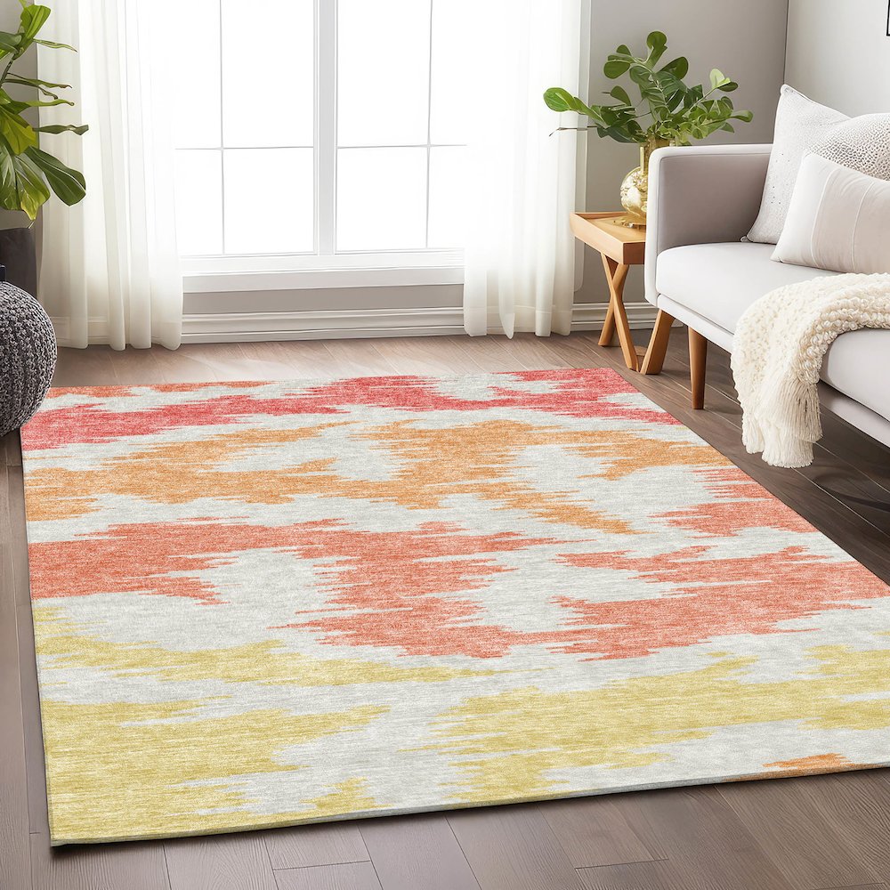 Premium Machine Washable Mayfield AMF746 Coral 2'6" x 3'10" Rug. Picture 5