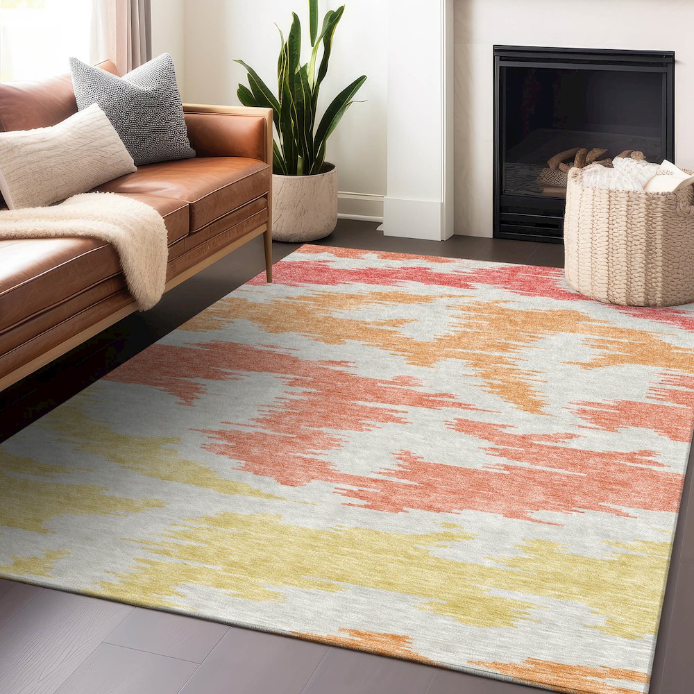 Premium Machine Washable Mayfield AMF746 Coral 2'6" x 3'10" Rug. Picture 6
