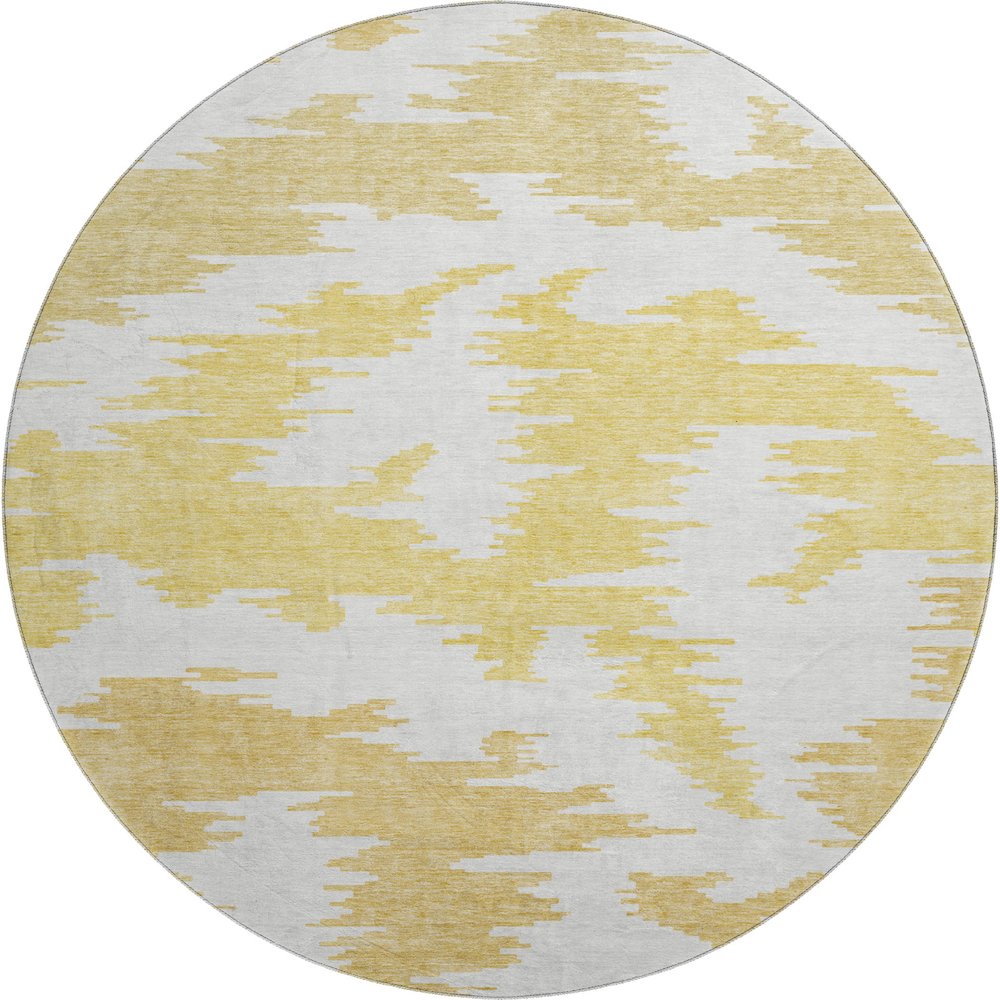Premium Machine Washable Mayfield AMF746 Gold 8' x 8' Round Rug. Picture 1