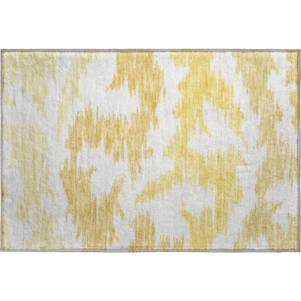 Premium Machine Washable Mayfield AMF746 Gold 1'8" x 2'6" Rug. Picture 1