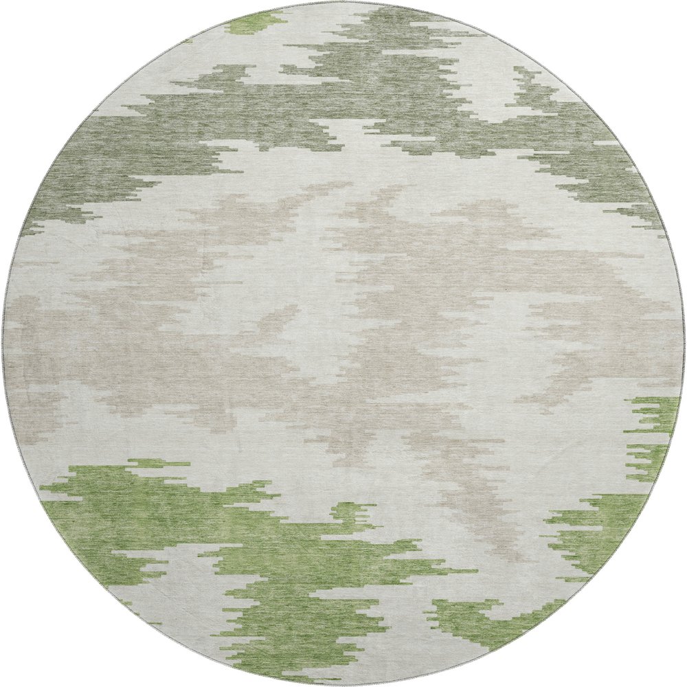 Premium Machine Washable Mayfield AMF746 Green 8' x 8' Round Rug. Picture 1