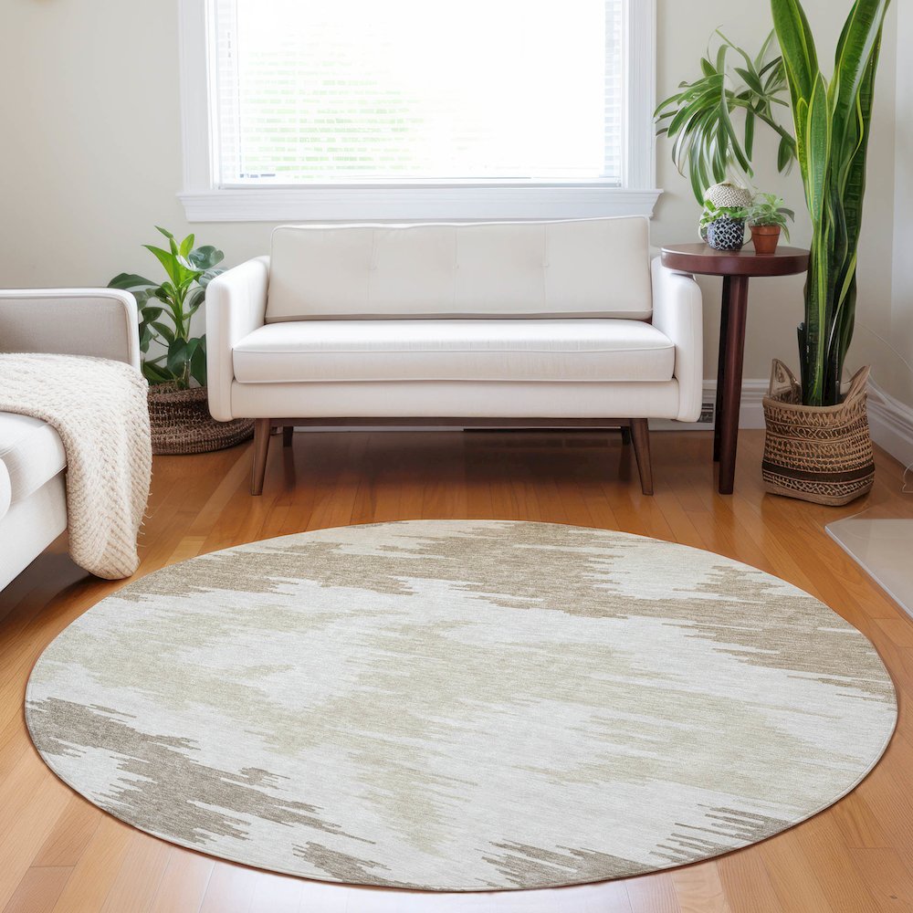 Premium Machine Washable Mayfield AMF746 Ivory 8' x 8' Round Rug. Picture 5