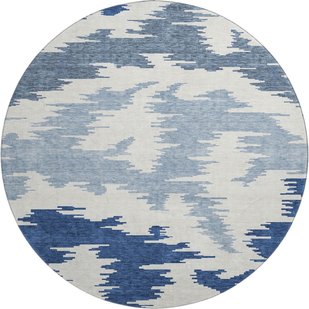 Premium Machine Washable Mayfield AMF746 Navy 8' x 8' Round Rug. Picture 1