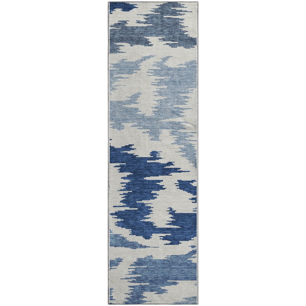 Premium Machine Washable Mayfield AMF746 Navy 2'3" x 7'6" Runner Rug. Picture 1