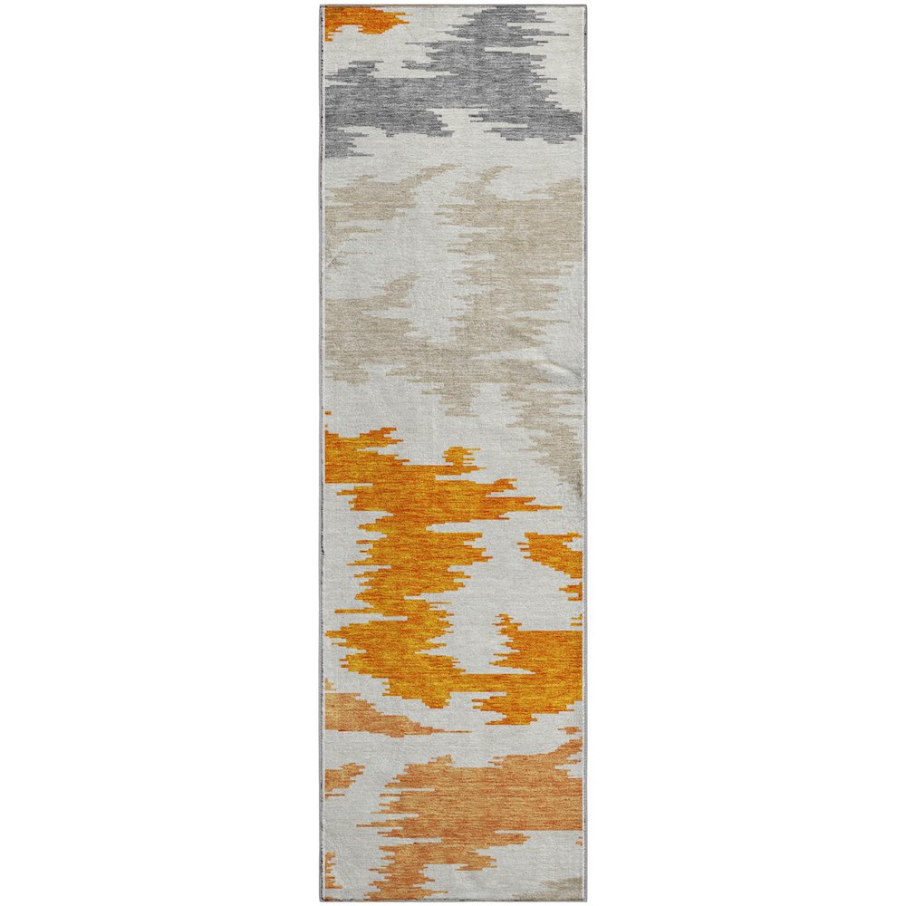 Premium Machine Washable Mayfield AMF746 Orange 2'3" x 7'6" Runner Rug. Picture 1