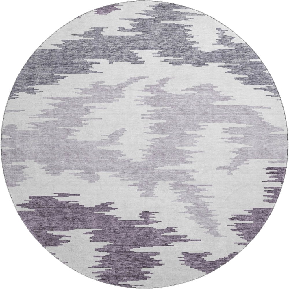Premium Machine Washable Mayfield AMF746 Purple 8' x 8' Round Rug. Picture 1