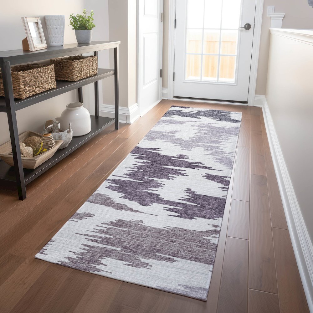 Premium Machine Washable Mayfield AMF746 Purple 2'3" x 7'6" Runner Rug. Picture 5