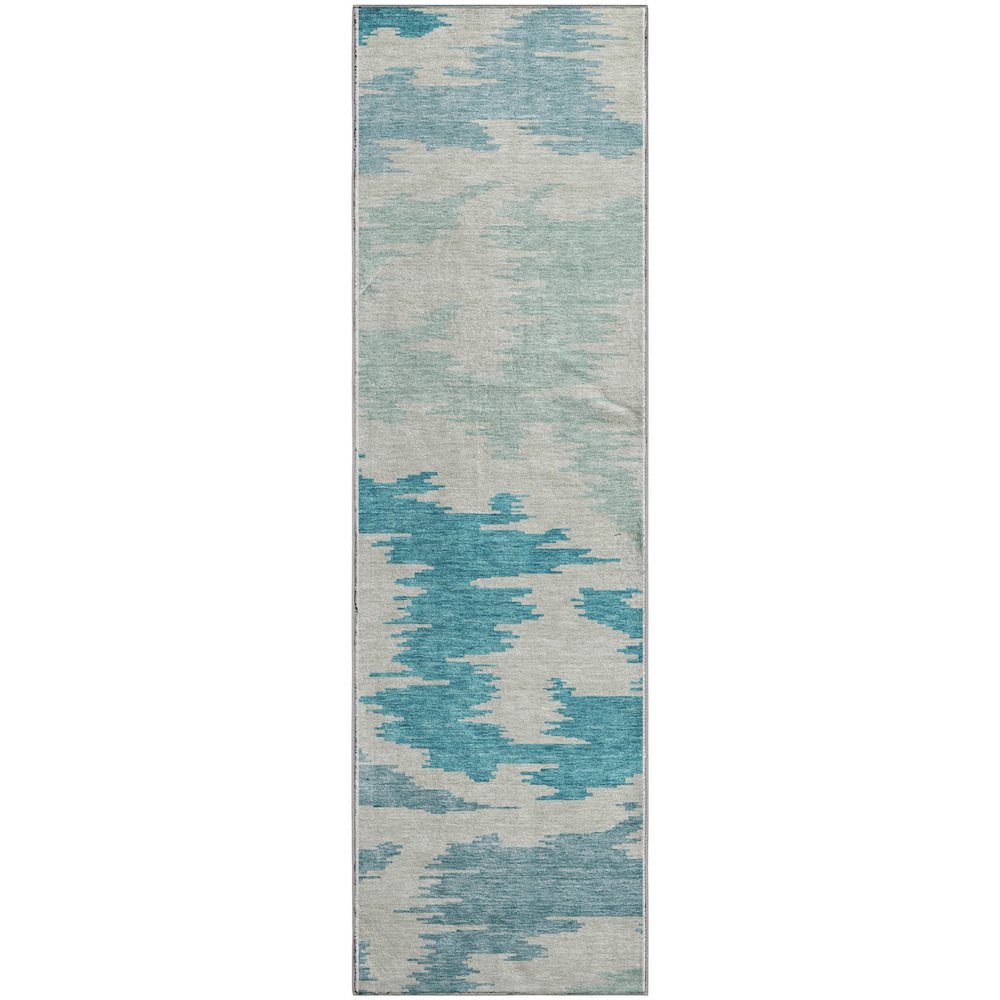 Premium Machine Washable Mayfield AMF746 Teal 2'3" x 7'6" Runner Rug. Picture 1