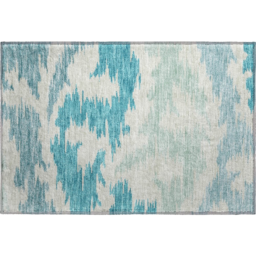 Premium Machine Washable Mayfield AMF746 Teal 1'8" x 2'6" Rug. Picture 1
