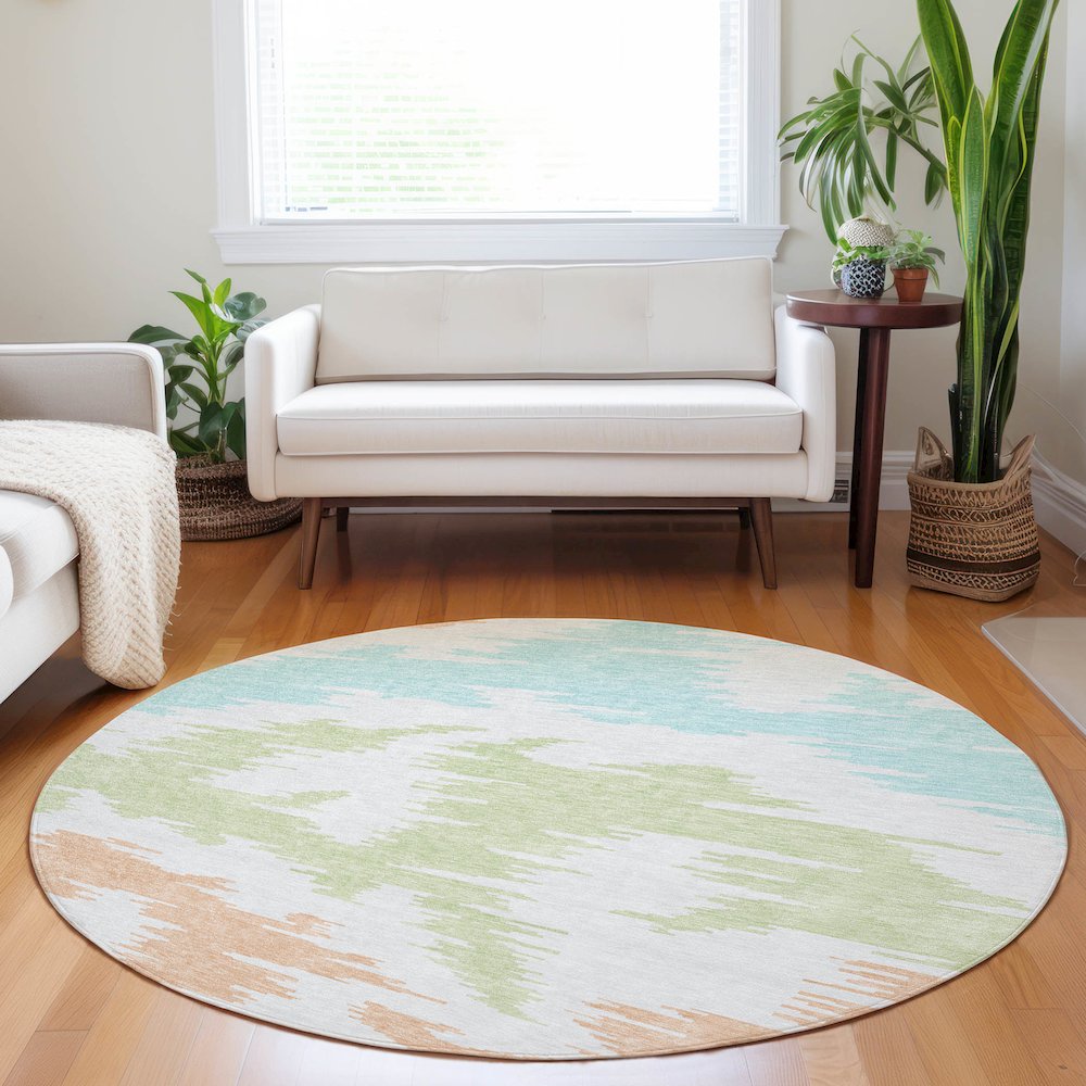Premium Machine Washable Mayfield AMF746 White 8' x 8' Round Rug. Picture 5