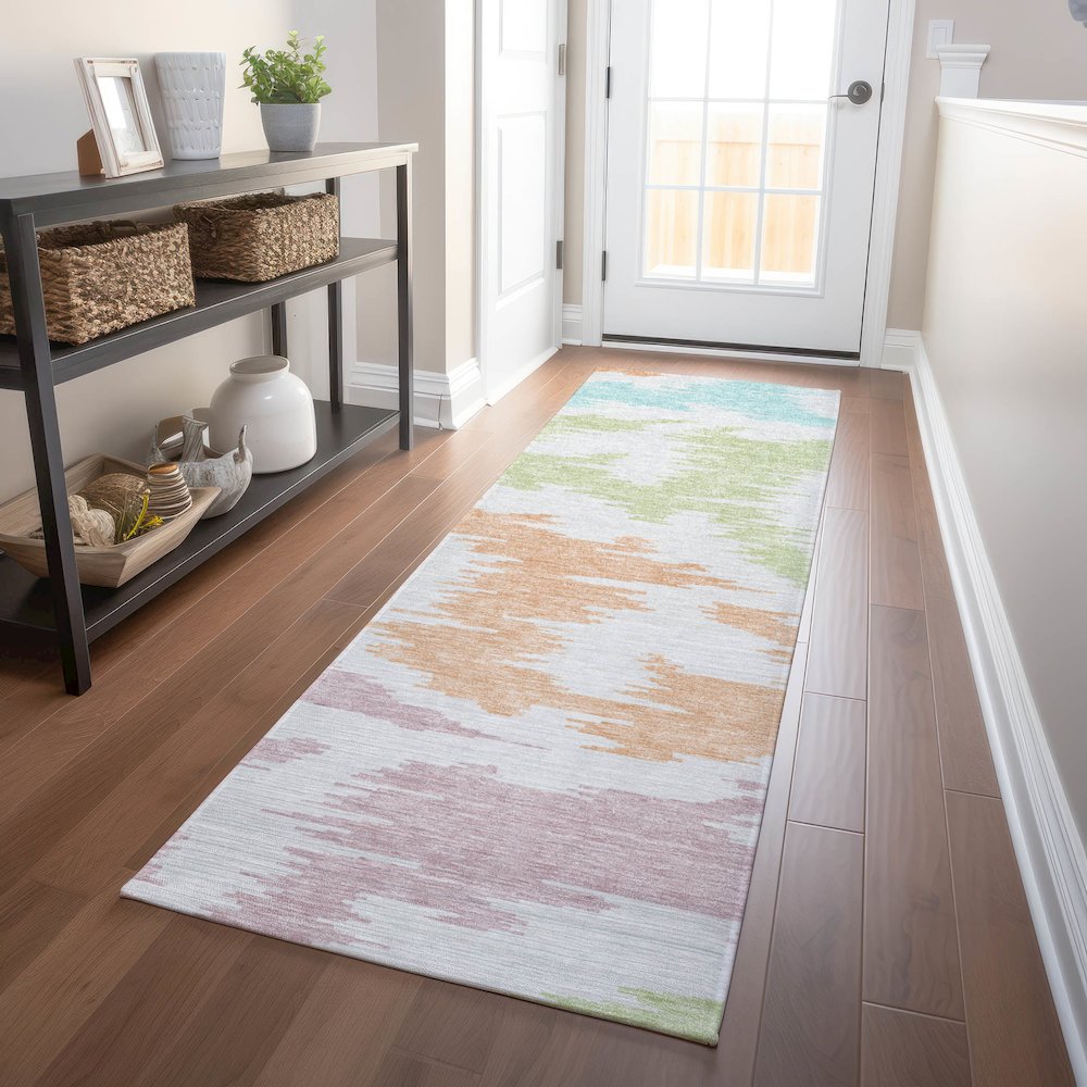Premium Machine Washable Mayfield AMF746 White 2'3" x 7'6" Runner Rug. Picture 5