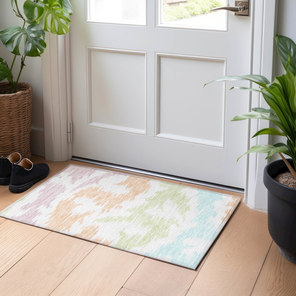 Premium Machine Washable Mayfield AMF746 White 1'8" x 2'6" Rug. Picture 5