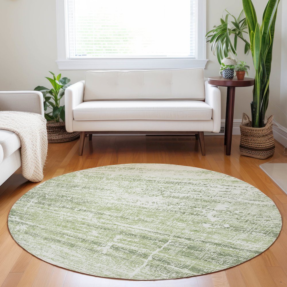 Premium Machine Washable Mayfield AMF747 Aloe 8' x 8' Round Rug. Picture 5