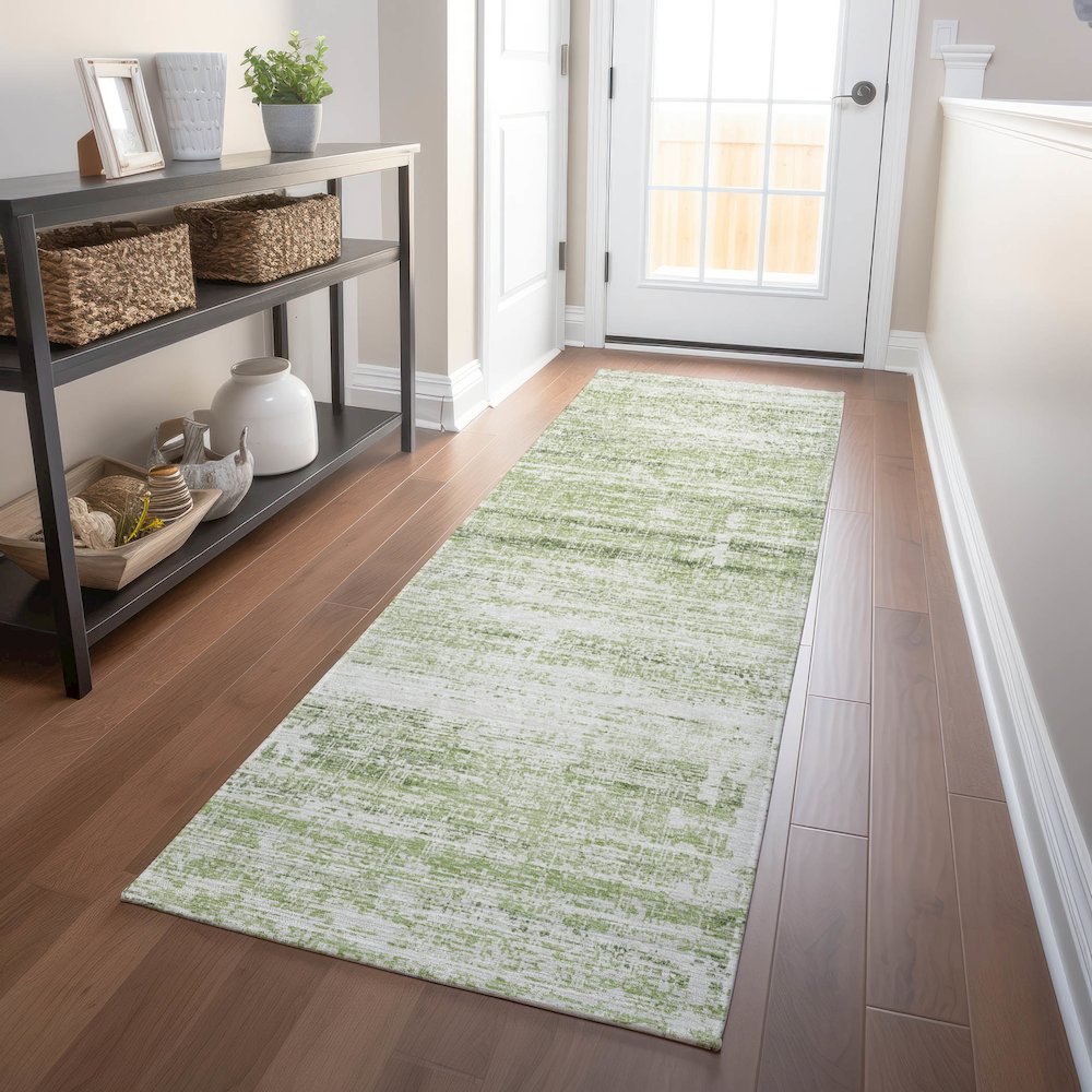 Premium Machine Washable Mayfield AMF747 Aloe 2'3" x 7'6" Runner Rug. Picture 5