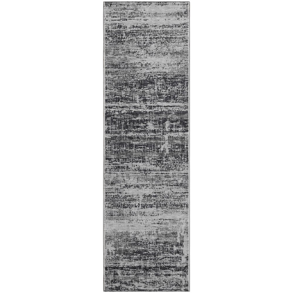Premium Machine Washable Mayfield AMF747 Black 2'3" x 7'6" Runner Rug. Picture 1