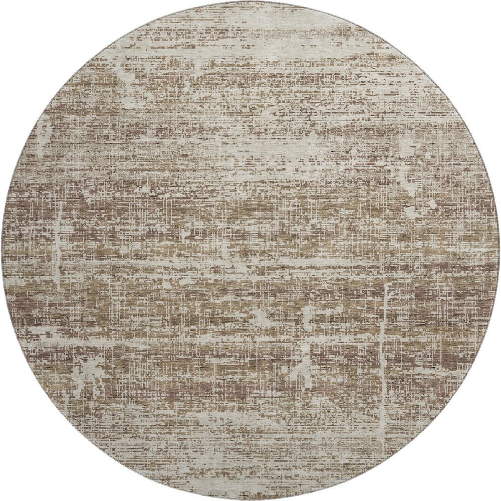 Premium Machine Washable Mayfield AMF747 Brown 8' x 8' Round Rug. Picture 1