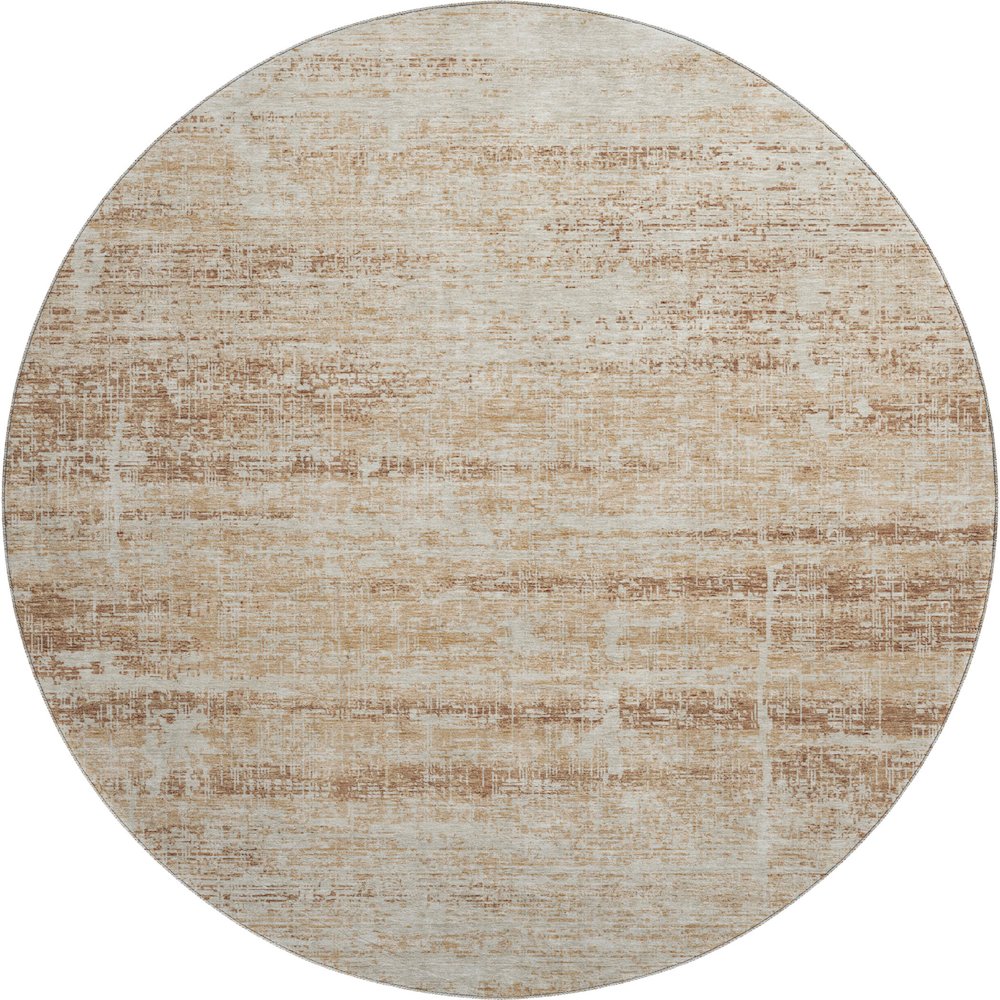 Premium Machine Washable Mayfield AMF747 Copper 8' x 8' Round Rug. Picture 1