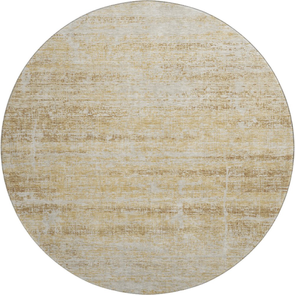 Premium Machine Washable Mayfield AMF747 Gold 8' x 8' Round Rug. Picture 1