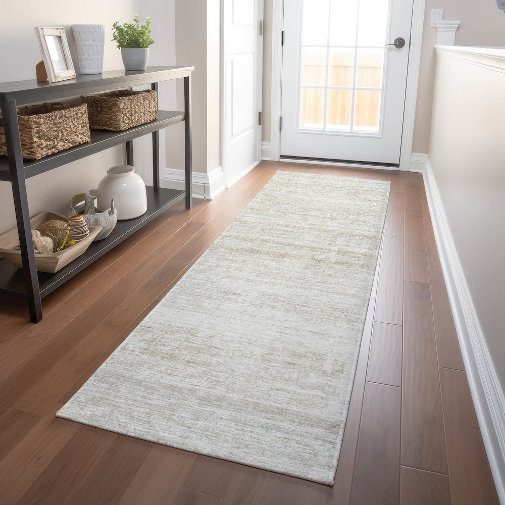 Premium Machine Washable Mayfield AMF747 Ivory 2'3" x 7'6" Runner Rug. Picture 5