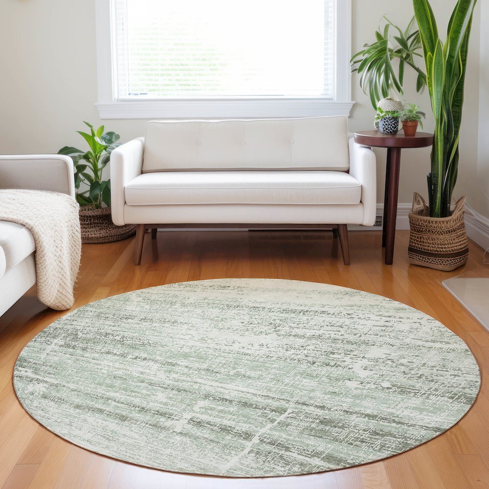 Premium Machine Washable Mayfield AMF747 Sage 8' x 8' Round Rug. Picture 5