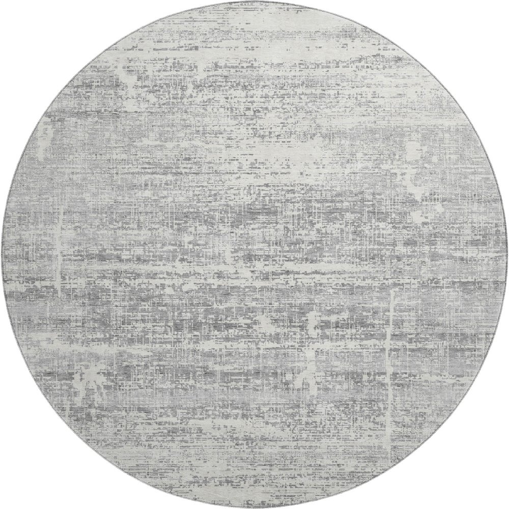 Premium Machine Washable Mayfield AMF747 Silver 8' x 8' Round Rug. Picture 1