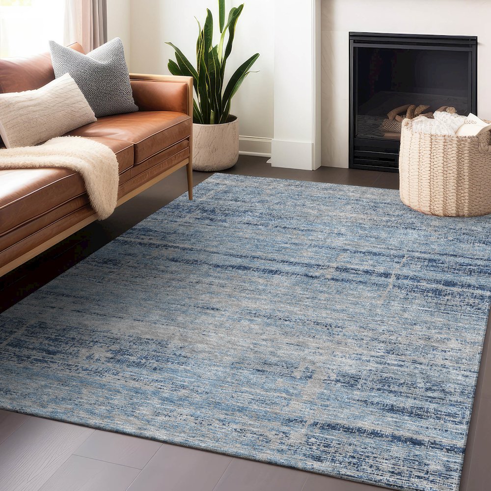 Premium Machine Washable Mayfield AMF747 Sky 2'6" x 3'10" Rug. Picture 6