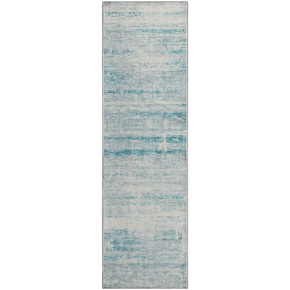Premium Machine Washable Mayfield AMF747 Teal 2'3" x 7'6" Runner Rug. Picture 1