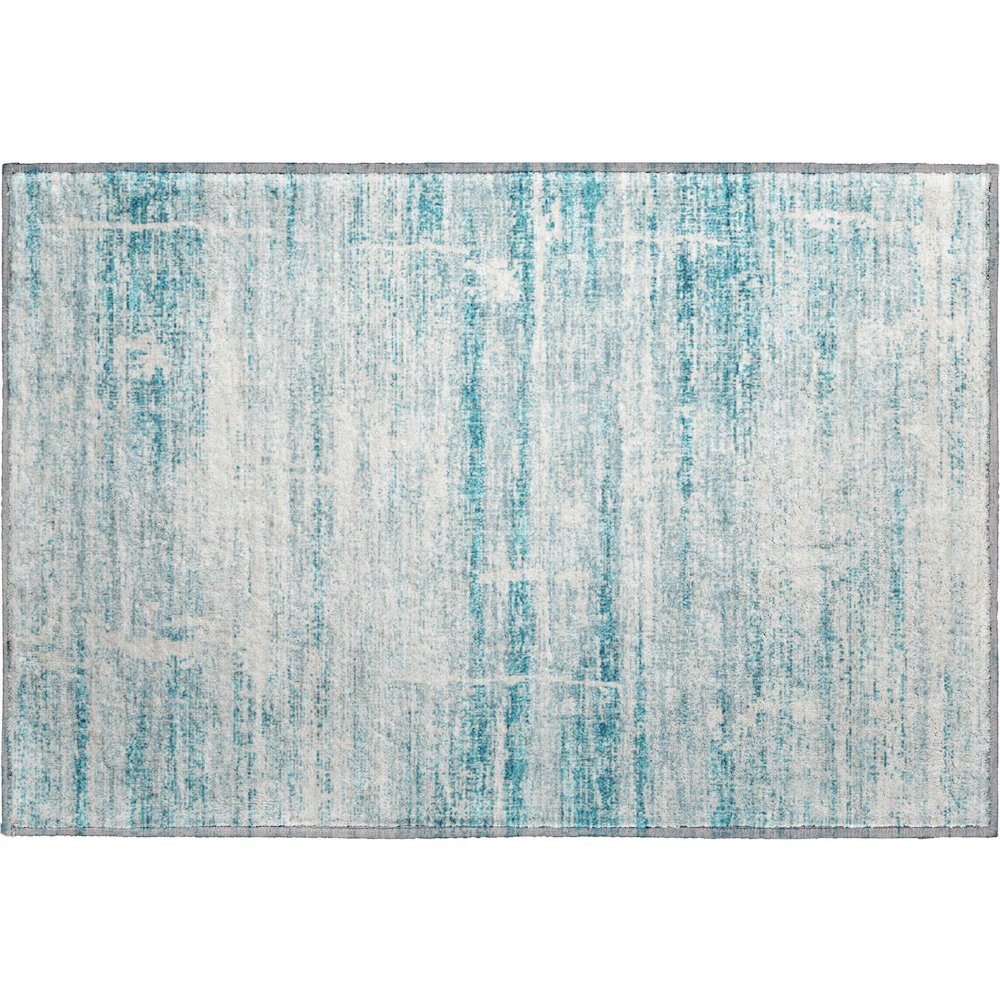 Premium Machine Washable Mayfield AMF747 Teal 1'8" x 2'6" Rug. Picture 1