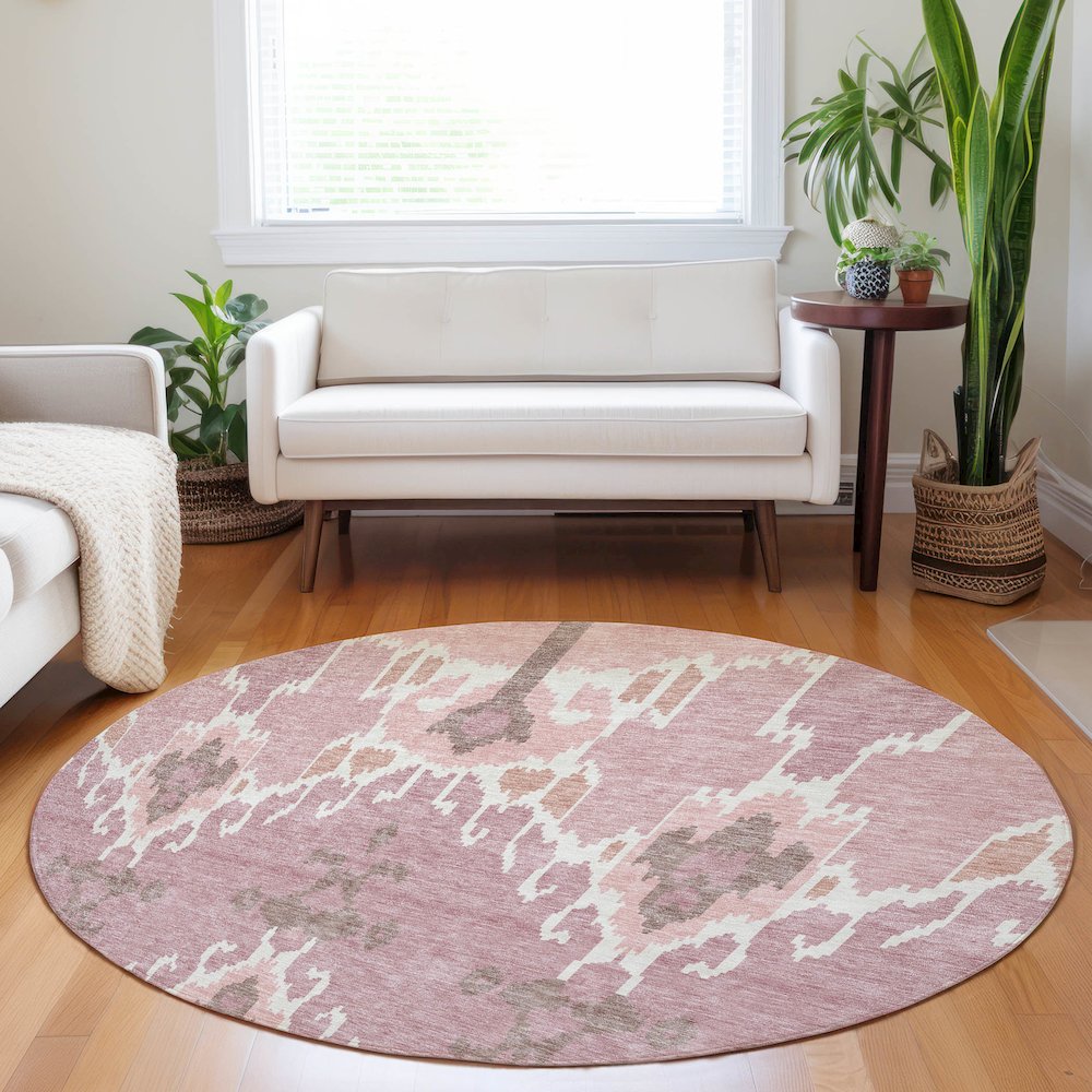 Premium Machine Washable Mayfield AMF748 Blush 8' x 8' Round Rug. Picture 5