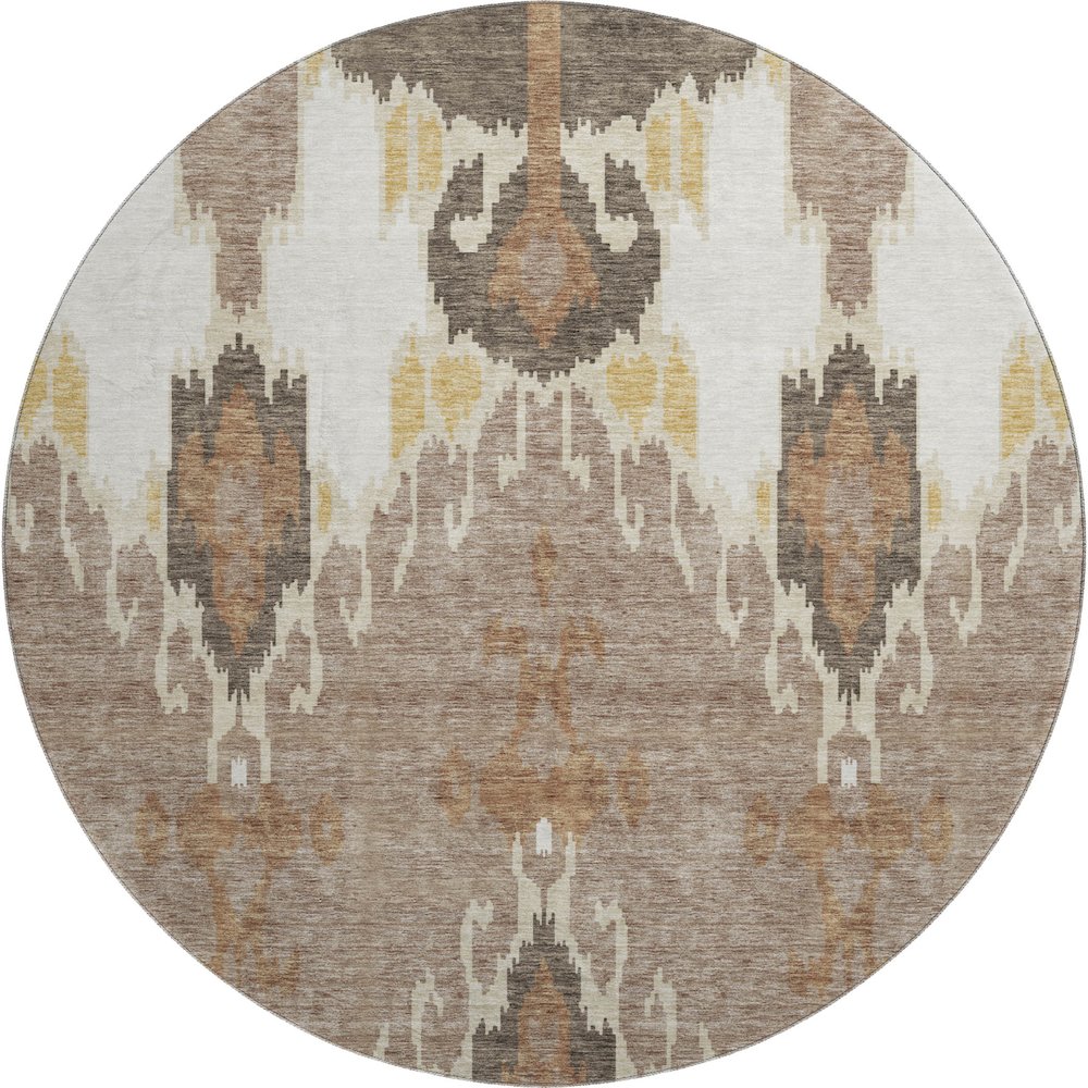 Premium Machine Washable Mayfield AMF748 Brown 8' x 8' Round Rug. Picture 1