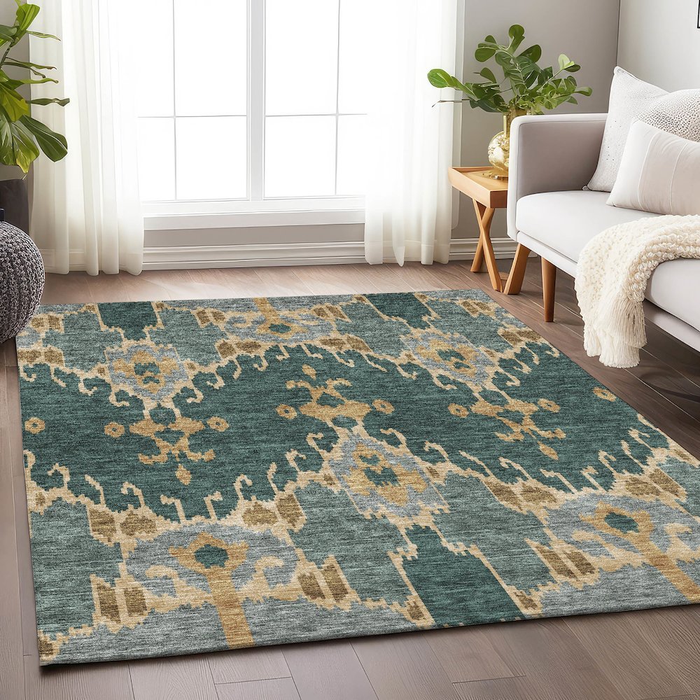 Premium Machine Washable Mayfield AMF748 Cactus 2'6" x 3'10" Rug. Picture 5
