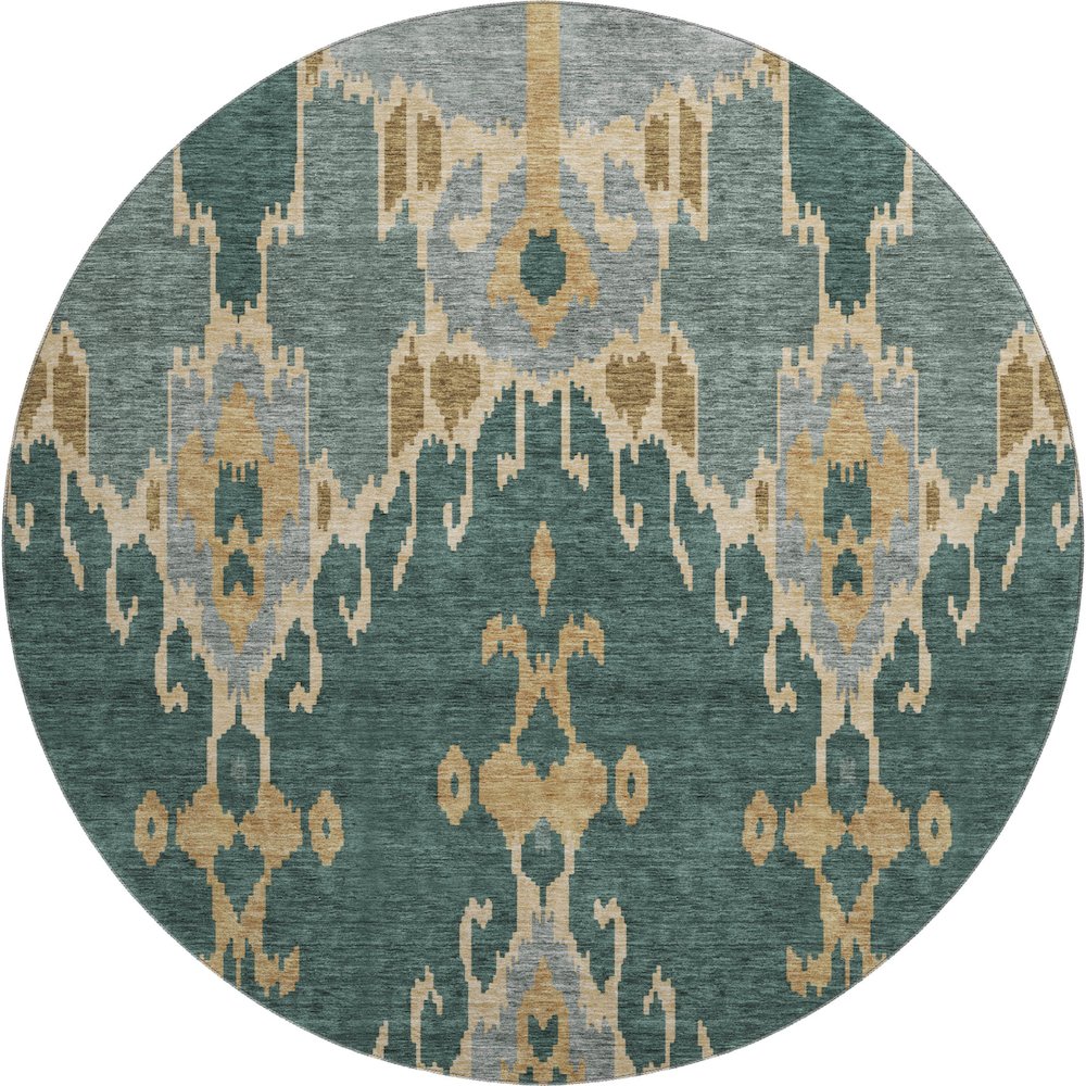 Premium Machine Washable Mayfield AMF748 Cactus 8' x 8' Round Rug. Picture 1