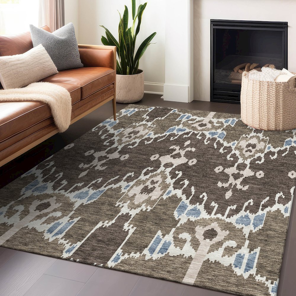 Premium Machine Washable Mayfield AMF748 Fudge 2'6" x 3'10" Rug. Picture 6