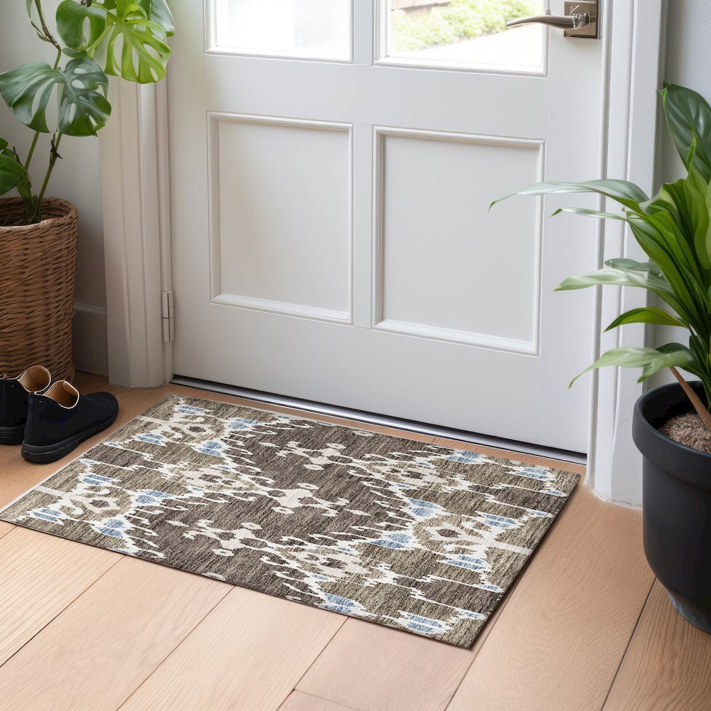 Premium Machine Washable Mayfield AMF748 Fudge 1'8" x 2'6" Rug. Picture 5