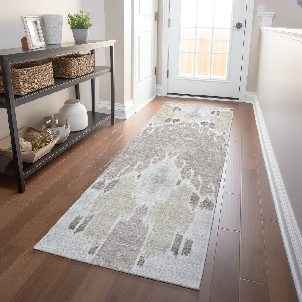 Premium Machine Washable Mayfield AMF748 Ivory 2'3" x 7'6" Runner Rug. Picture 5