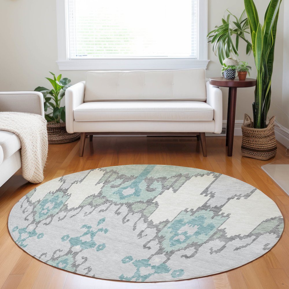 Premium Machine Washable Mayfield AMF748 Mint 8' x 8' Round Rug. Picture 5