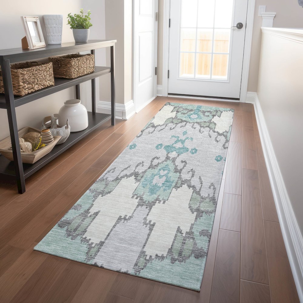 Premium Machine Washable Mayfield AMF748 Mint 2'3" x 7'6" Runner Rug. Picture 5