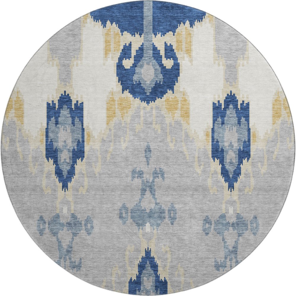 Premium Machine Washable Mayfield AMF748 Navy 8' x 8' Round Rug. Picture 1