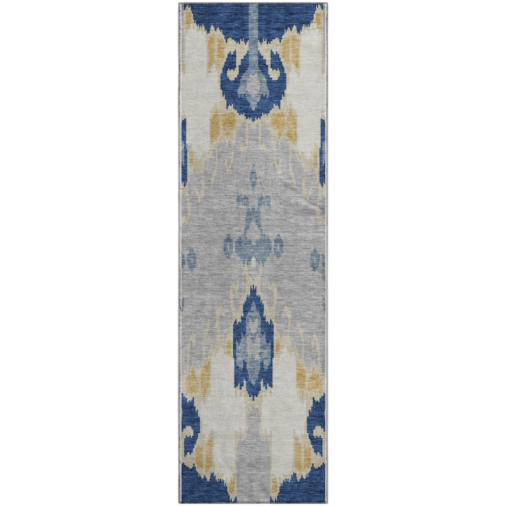 Premium Machine Washable Mayfield AMF748 Navy 2'3" x 7'6" Runner Rug. Picture 1