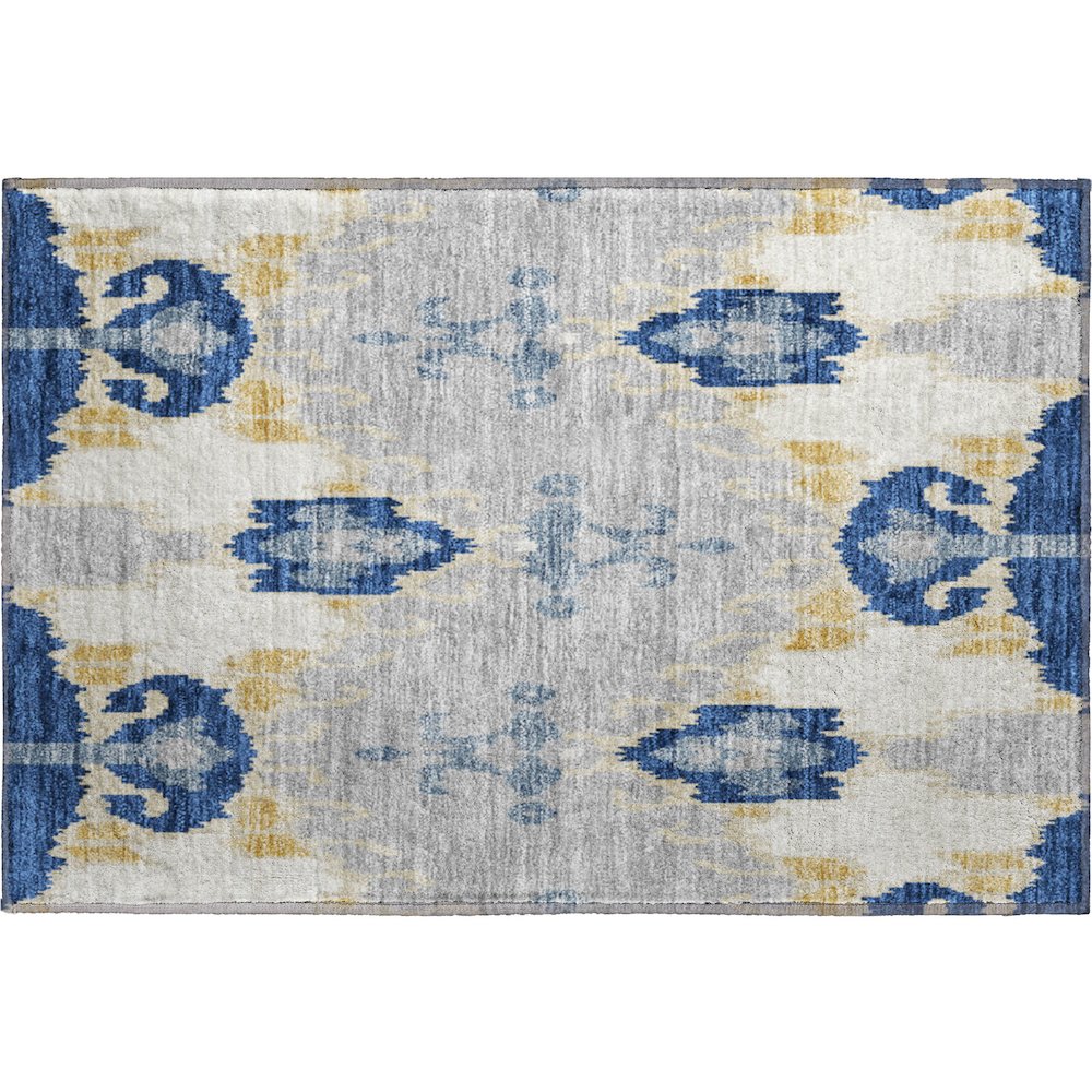Premium Machine Washable Mayfield AMF748 Navy 1'8" x 2'6" Rug. Picture 1